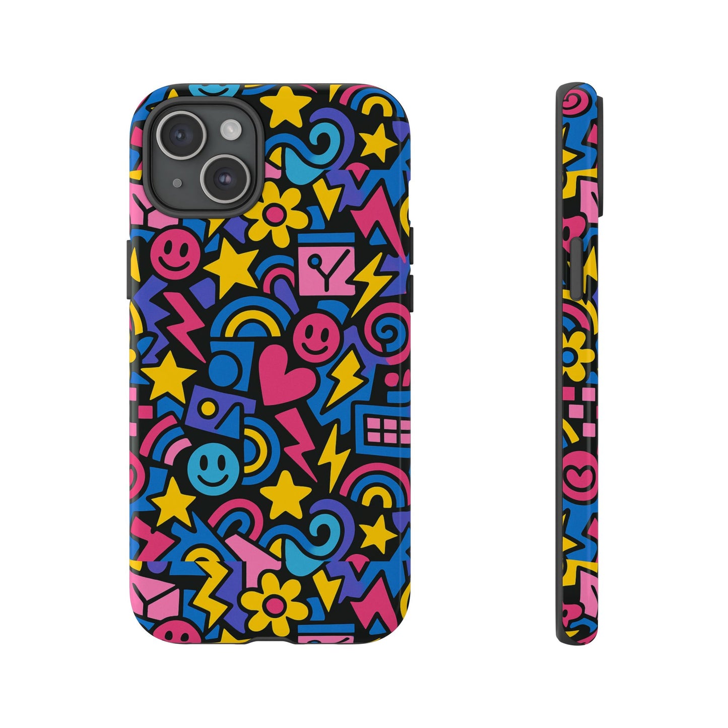 vibrant multicolour cartoon protective phone case – playful 3d design for stylish protection – compatible with iphone 13, 14, 15 & 16 – all models including pro, pro max & plus