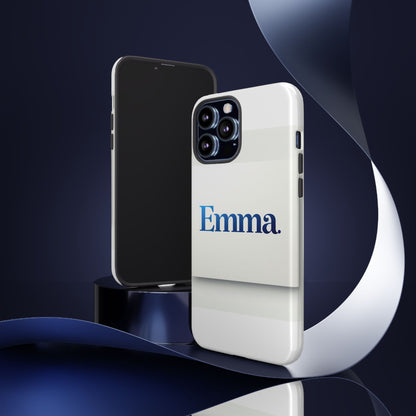 Elegant Personalised Protective Phone Case in White with Blue Typography for Stylish Individuals Compatible with iPhone 13, 14, 15 & 16 – All Models Including Pro, Pro Max & Plus