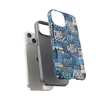 Vibrant Protective Phone Case with Playful Typography Design in Blue – Stylish Self-Expression Accessory Compatible with iPhone 13, 14, 15 & 16 – all models including Pro, Pro Max & Plus