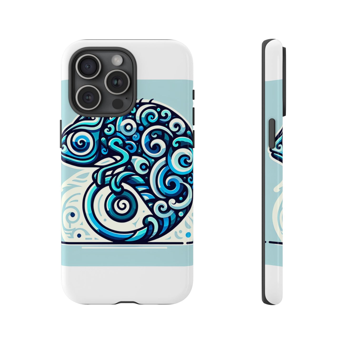 vibrant 3d wrap protective phone case with playful chameleon design in blue – unique accessory for self-expression compatible with iphone 13, 14, 15 & 16 – all models including pro, pro max & plus