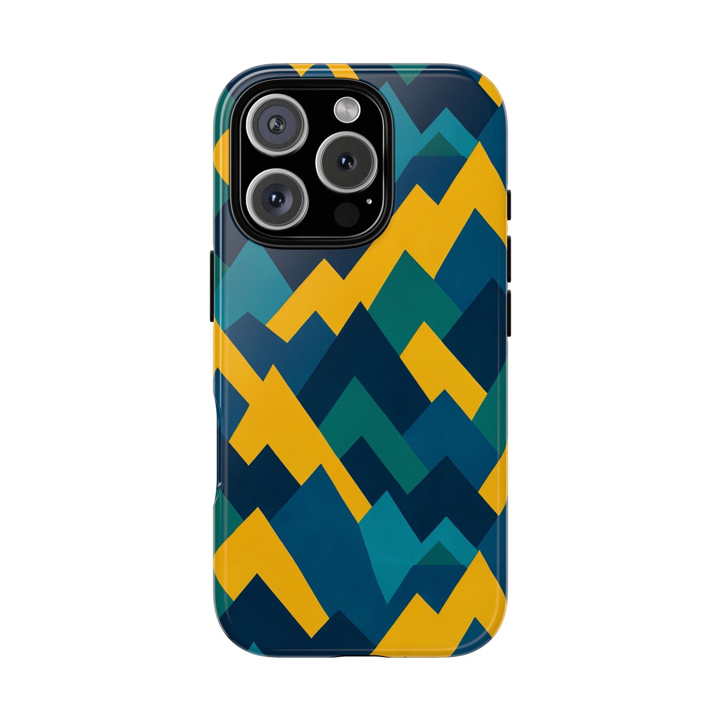 vibrant geometric mountain design protective phone case for unique style and durable protection compatible with iphone 13, 14, 15 & 16 – all models including pro, pro max & plus