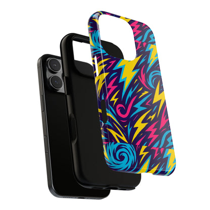 Vibrant Retro Lightning Bolt Protective Phone Case with 3D Design for Fashion Lovers Compatible with iPhone 13, 14, 15 & 16 – all models including Pro, Pro Max & Plus