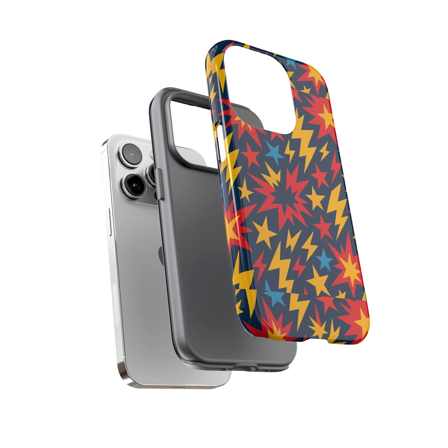 vibrant 3d superhero phone case with colourful lightning design for men and women, stylish protection compatible with iphone 13, 14, 15 & 16 – all models including pro, pro max & plus