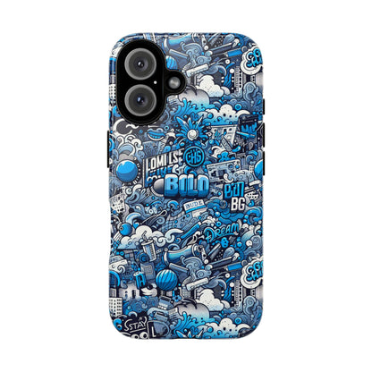 Blue Pattern Image 5 Phone Case for Smartphones Retro Anime Comic Style Shock Absorption Durable TPU Protective Cover