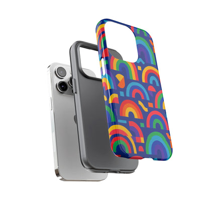 Vibrant Rainbow Geometric 3D Wrap Protective Phone Case for Stylish Accessories Compatible with iPhone 13, 14, 15 & 16 – All Models Including Pro, Pro Max & Plus