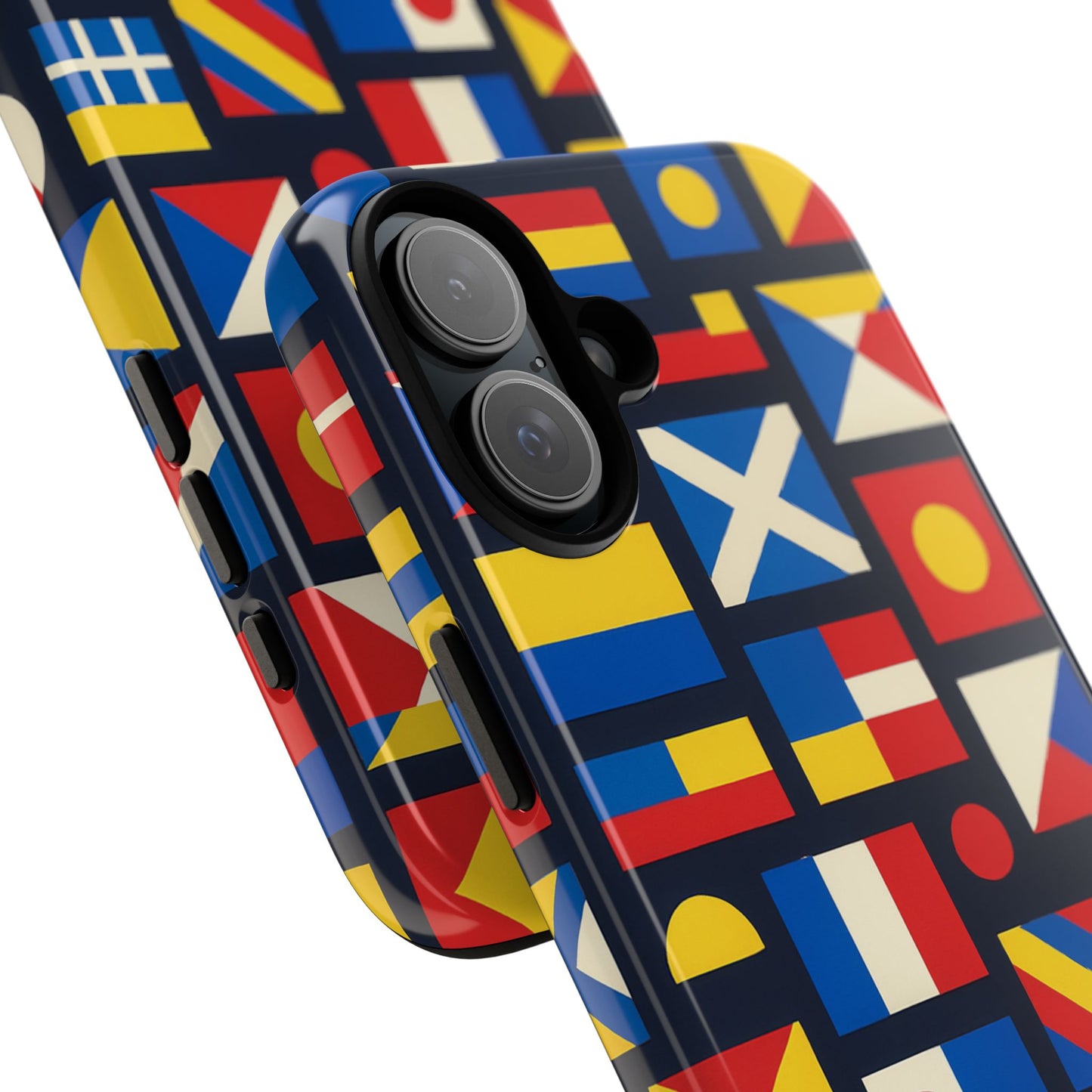 multicolour geometric protective phone case for smartphones, stylish protection and unique design, compatible with iphone 13, 14, 15 & 16 – all models including pro, pro max & plus