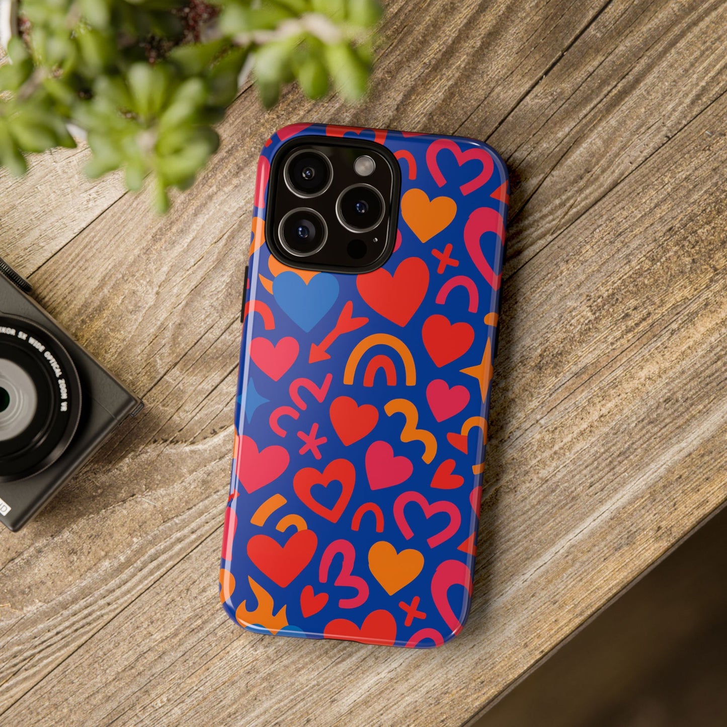 vibrant multicolour heart design protective phone case stylish accessory for self-expression compatible with iphone 13, 14, 15 & 16 – all models including pro, pro max & plus