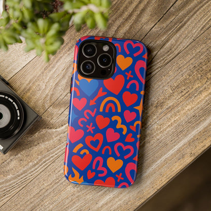 Vibrant Multicolour Heart Design Protective Phone Case Stylish Accessory for Self-Expression Compatible with iPhone 13, 14, 15 & 16 – all models including Pro, Pro Max & Plus