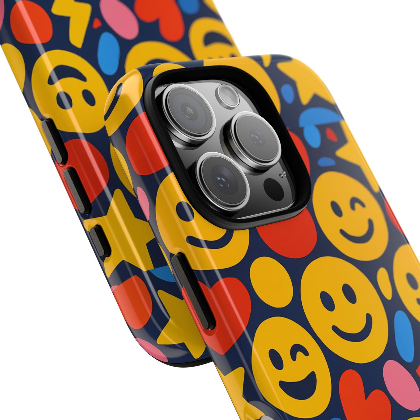 multicolour 3d emoji phone case for stylish protection – fun and playful design for kids and young adults compatible with iphone 13, 14, 15 & 16 – all models including pro, pro max & plus