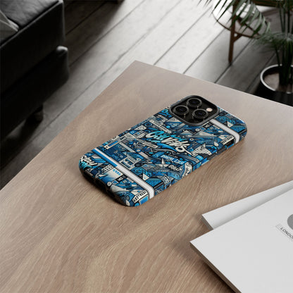 Vibrant 3D Wrap Protective Phone Case in Retro Blue Aesthetic for Stylish Protection Compatible with iPhone 13, 14, 15 & 16 – All Models Including Pro, Pro Max & Plus