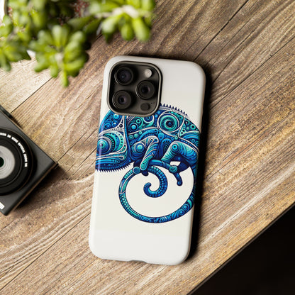 Vibrant 3D Wrap Protective Phone Case with Blue Chameleon Design, Creative Accessory for Unique Style, Compatible with iPhone 13, 14, 15 & 16 – all models including Pro, Pro Max & Plus