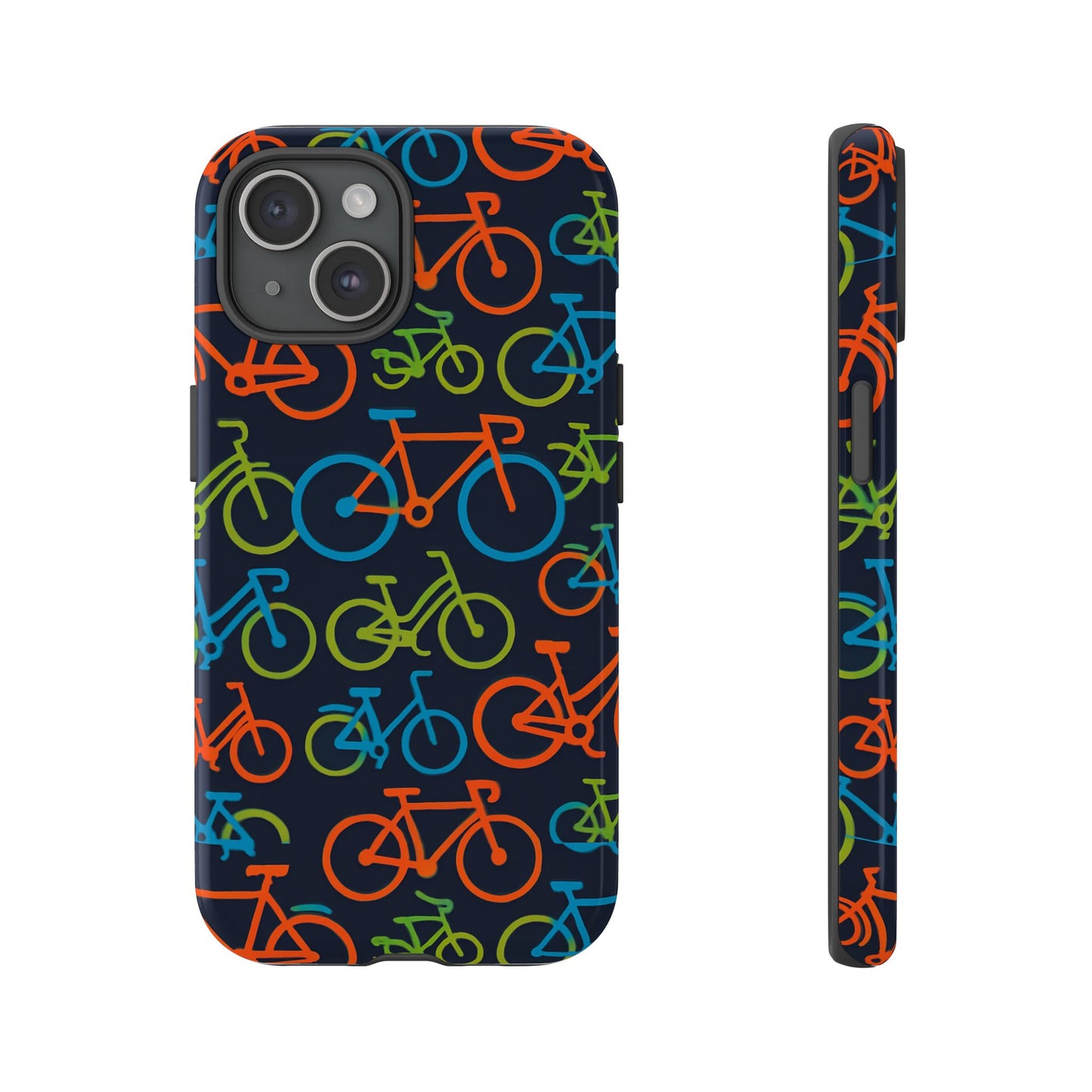 multicolour bicycle print protective phone case for smartphones – vibrant style and trendy accessory compatible with iphone 13, 14, 15 & 16 – all models including pro, pro max & plus