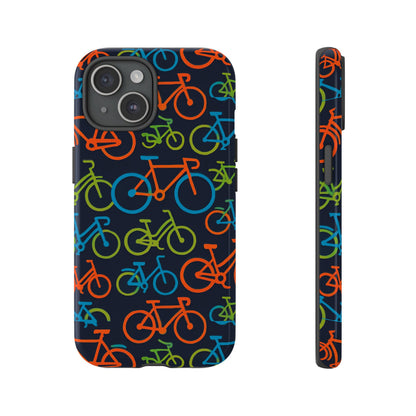 Multicolour Bicycle Print Protective Phone Case for Smartphones – Vibrant Style and Trendy Accessory Compatible with iPhone 13, 14, 15 & 16 – all models including Pro, Pro Max & Plus