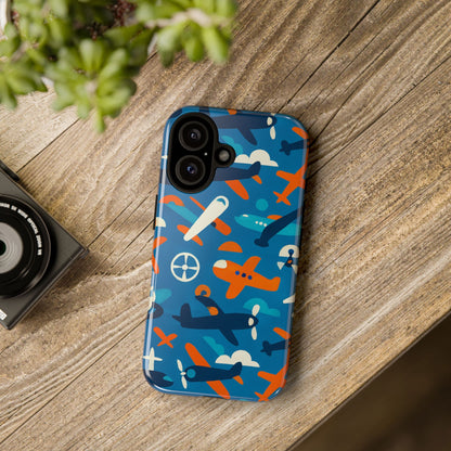 Vibrant 3D Airplane Print Phone Case in Blue – Fun Retro Design for Stylish Protection – Compatible with iPhone 13, 14, 15 & 16 – all models including Pro, Pro Max & Plus