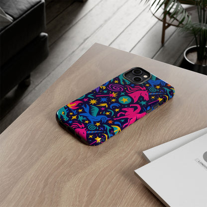 Vibrant Fantasy Unicorns Protective Phone Case – Colourful 3D Design for Stylish Protection – Compatible with iPhone 13, 14, 15 & 16 – All Models Including Pro, Pro Max & Plus