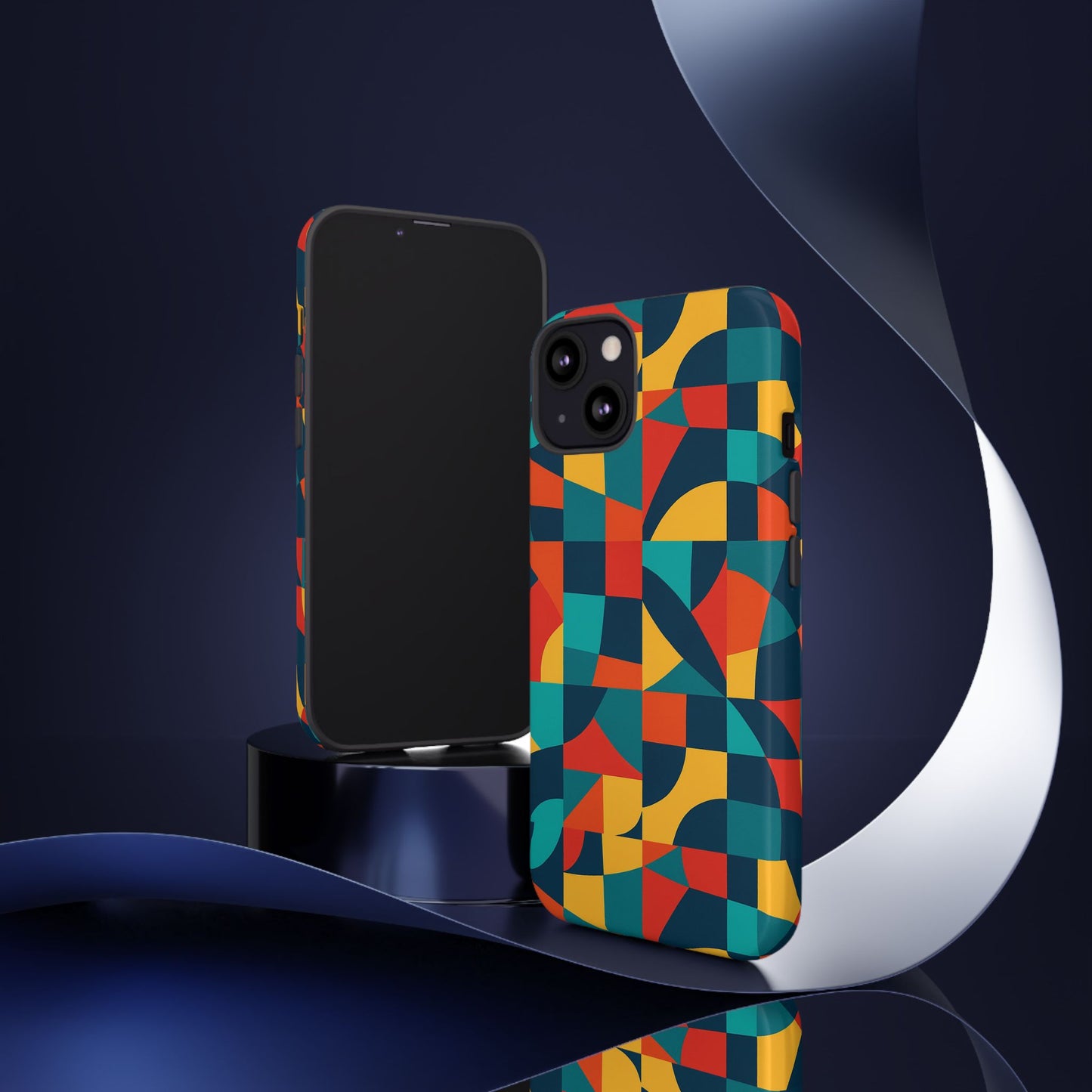 vibrant multicolour geometric 3d wrap phone case for stylish protection and unique expression compatible with iphone 13, 14, 15 & 16 – all models including pro, pro max & plus