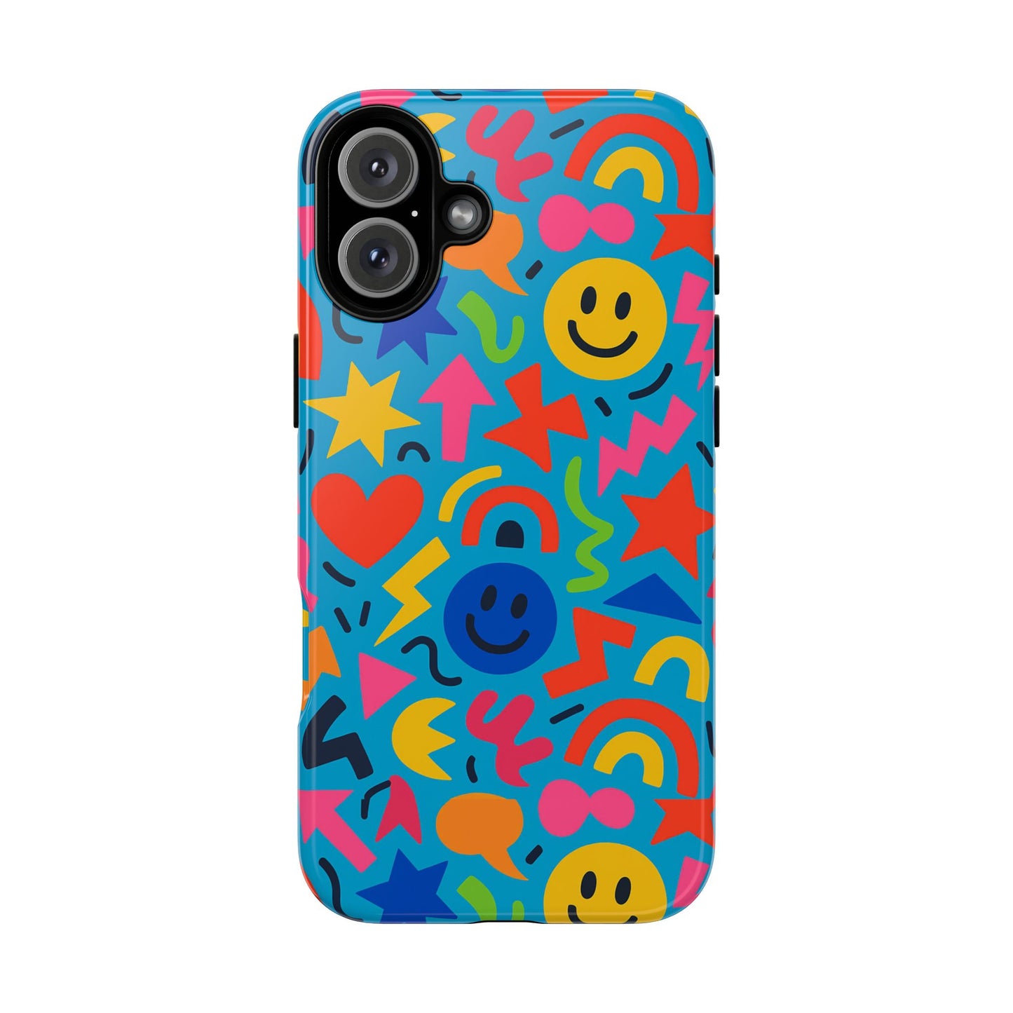 multicolour 3d wrap protective phone case for kids and teens with fun geometric design – stylish protection compatible with iphone 13, 14, 15 & 16 – all models including pro, pro max & plus