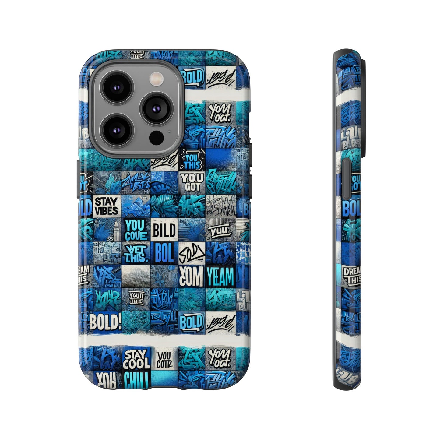 vibrant 3d graphic protective phone case with blue design – playful accessory for stylish protection compatible with iphone 13, 14, 15 & 16 – all models including pro, pro max & plus