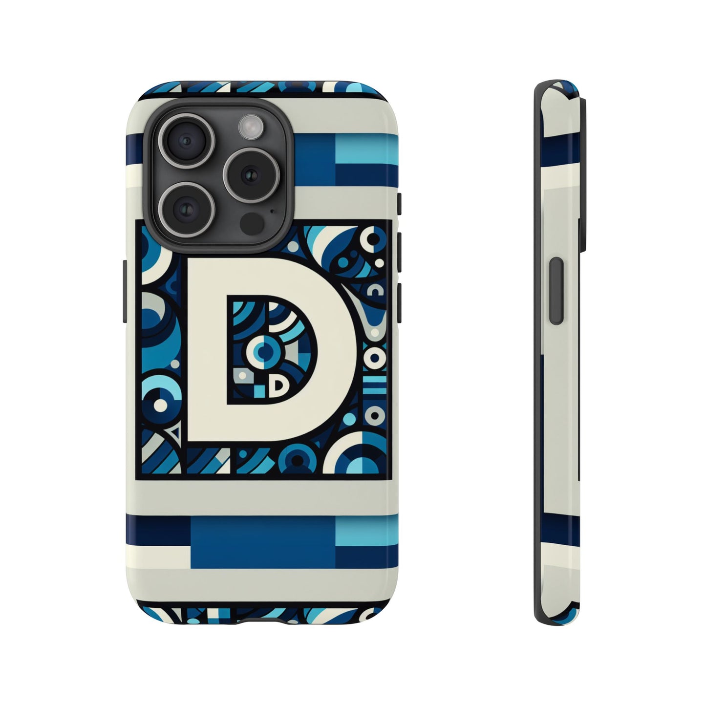blue alphabet letter d phone case with 3d wrap and shock protection for kids and teens
