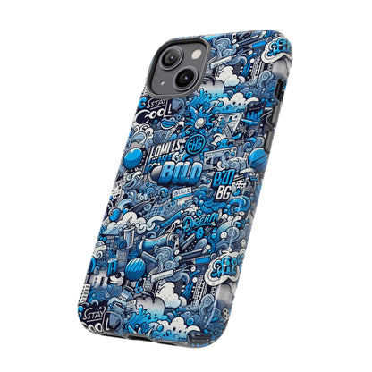 Blue Pattern Image 5 Phone Case for Smartphones Retro Anime Comic Style Shock Absorption Durable TPU Protective Cover