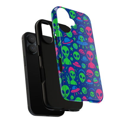Vibrant Multicolour Alien 3D Wrap Phone Case in Retro Anime Style for Stylish Protection Compatible with iPhone 13, 14, 15 & 16 – all models including Pro, Pro Max & Plus