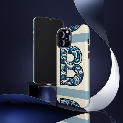 Blue Alphabet Letter B Phone Case with 3D Wrap and Shock Protection for Kids and Teens Durable TPU Cover with Vibrant Design