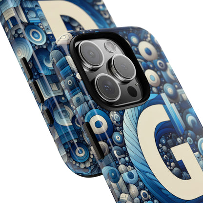 Blue Alphabet G Phone Case for iPhone and Android Shockproof Protective Cover with 3D Wrap Design and UV Protection
