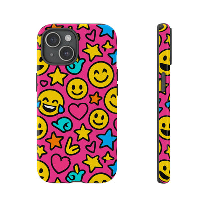 Vibrant Pink Emoji Phone Case with 3D Wrap Design for Stylish Protection Compatible with iPhone 13, 14, 15 & 16 – All Models Including Pro, Pro Max & Plus