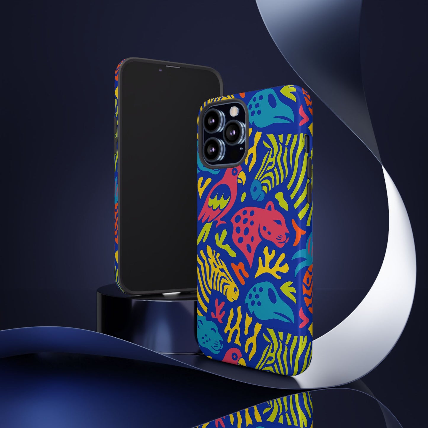 vibrant animal print protective phone case for stylish protection with multicolour design – compatible with iphone 13, 14, 15 & 16 – all models including pro, pro max & plus