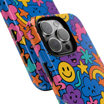 Vibrant Cartoon Protective Phone Case with Playful Multicolour Design – Unisex Fashion Accessory – Compatible with iPhone 13, 14, 15 & 16 – All Models Including Pro, Pro Max & Plus
