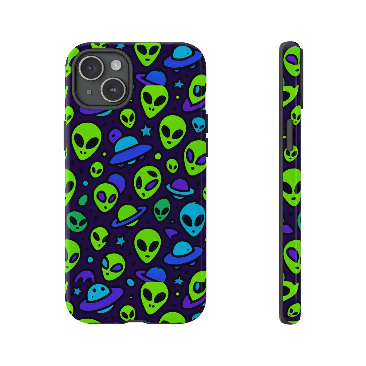 vibrant alien 3d wrap protective phone case in multicolour design for fun smartphone accessories compatible with iphone 13, 14, 15 & 16 – all models including pro, pro max & plus