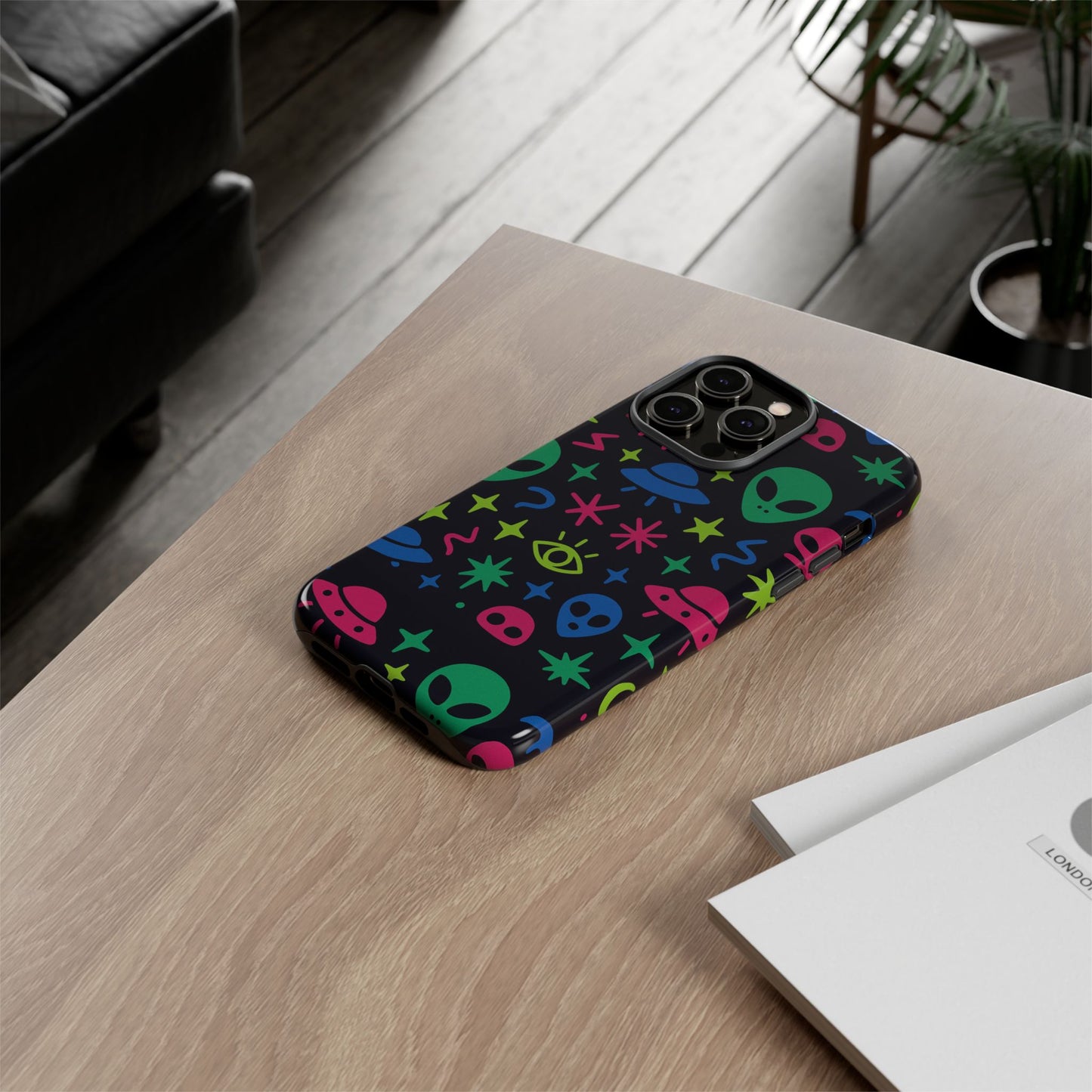 vibrant alien pattern protective phone case with 3d wrap design for unique expression – stylish protection compatible with iphone 13, 14, 15 & 16 – all models including pro, pro max & plus