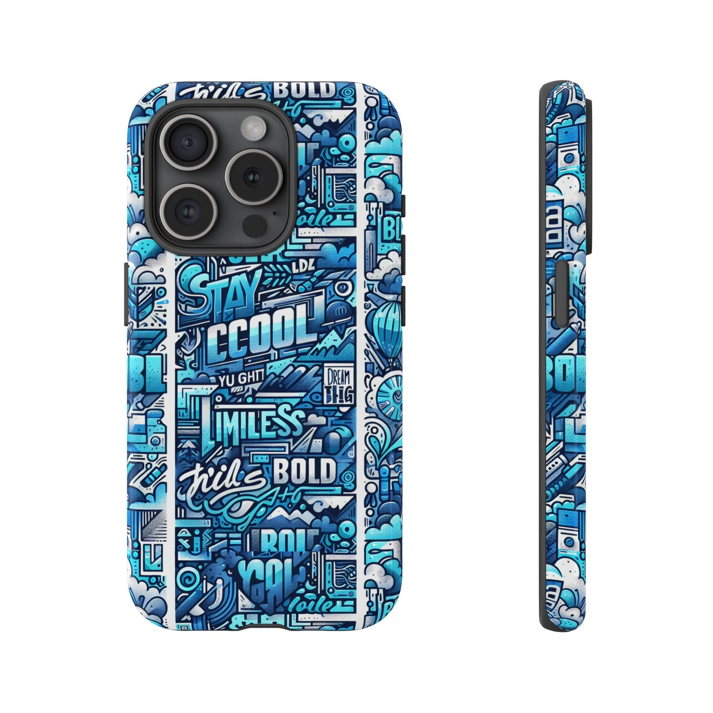 vibrant artistic 3d wrap phone case in blue for trendsetters – stylish protection compatible with iphone 13, 14, 15 & 16 – all models including pro, pro max & plus