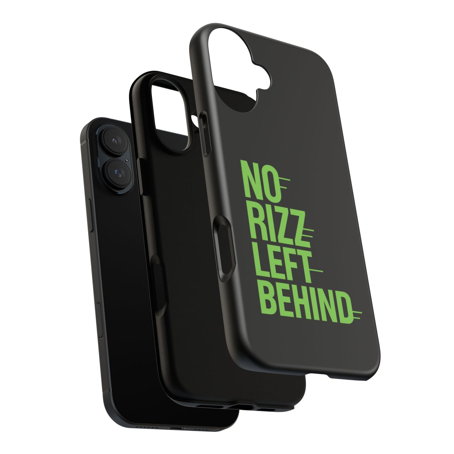 tough phone case - no rizz left behind, durable protection, shock absorbent, stylish design, perfect gift for adults, supports wireless charging, uv protected, lightweight accessory