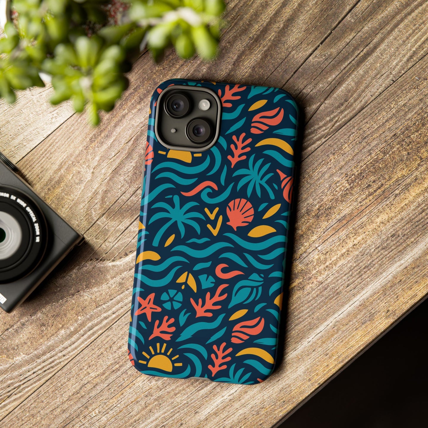vibrant tropical pattern phone case with 3d design for stylish protection compatible with iphone 13, 14, 15 & 16 – all models including pro, pro max & plus