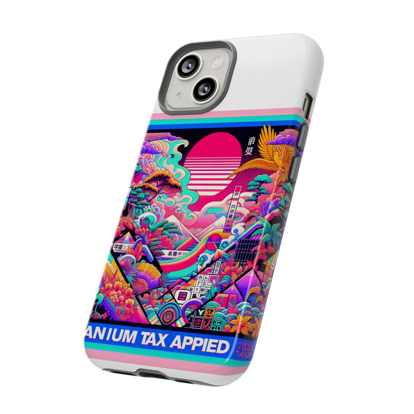fanum tax applied protective phone case, 3d wrap design, durable silicone liner, uv protected, shock absorbing, fun anime and comic style, ideal gift for tech enthusiasts