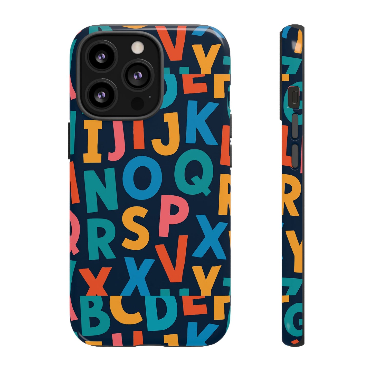 multicolour 3d letter print protective phone case for creative style and individuality compatible with iphone 13, 14, 15 & 16 – all models including pro, pro max & plus