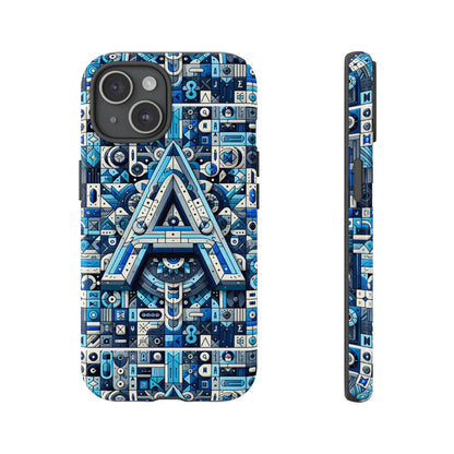 Blue Alphabet Letter A Phone Case for iPhone and Samsung Galaxy Durable Shockproof Cover with 3D Wrap Design Kids and Teenagers Gift