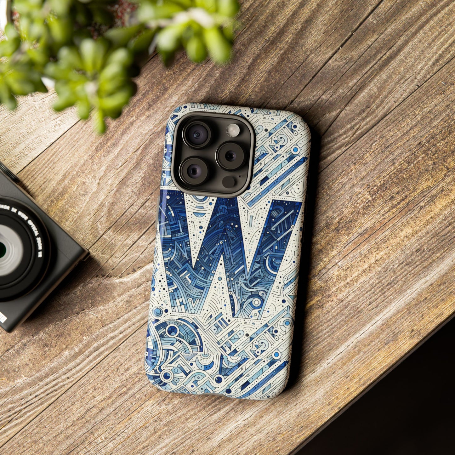 blue alphabet w phone case for smartphones - vibrant 3d wrap design with shock absorption and uv protection, suitable for fans of anime, comics, and unique accessories