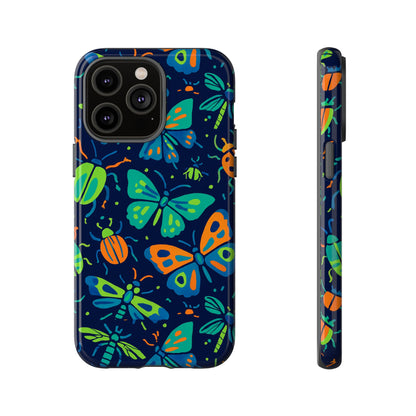 Vibrant Insect Pattern Protective Phone Case for Stylish Protection – Multicolour 3D Design Compatible with iPhone 13, 14, 15 & 16 – all models including Pro, Pro Max & Plus