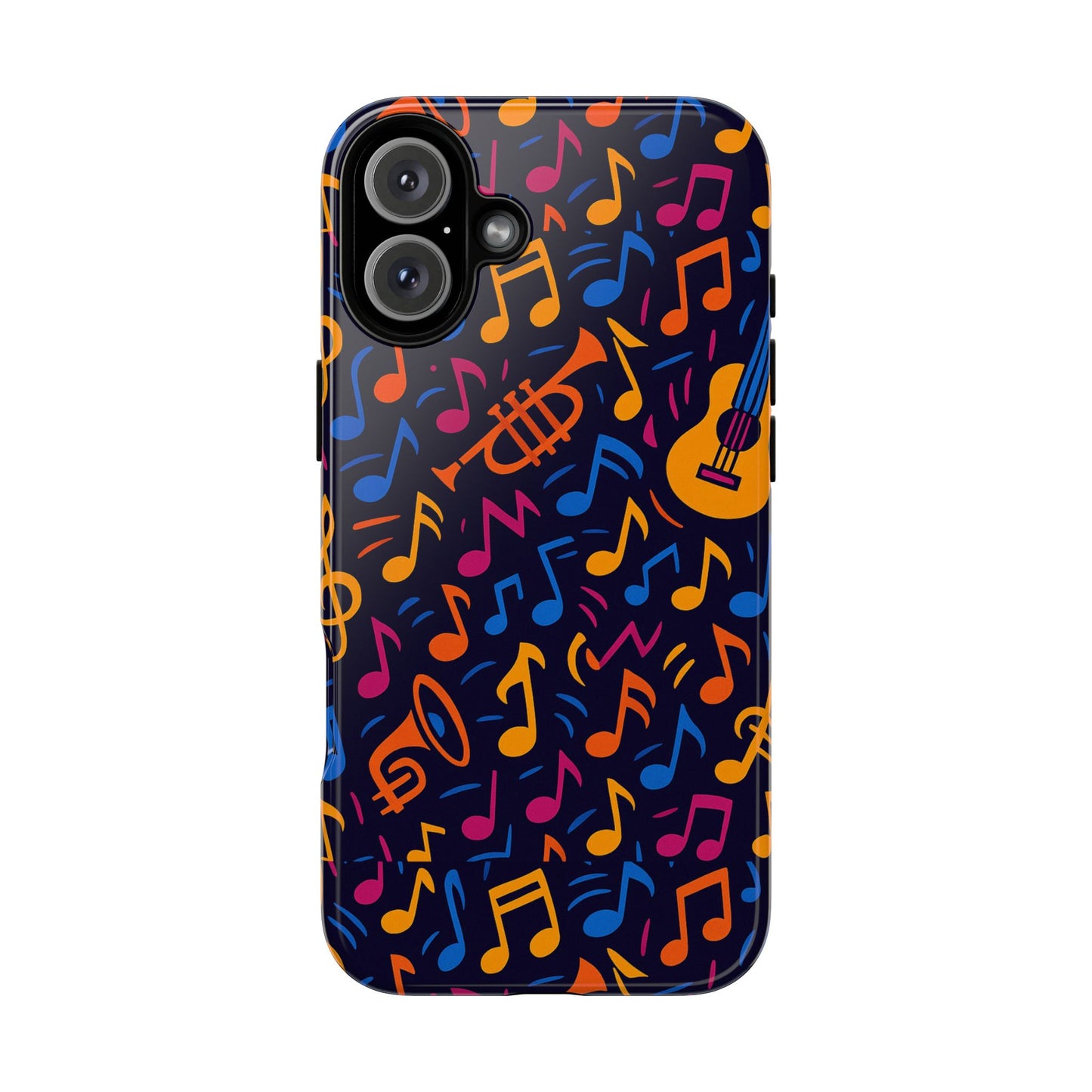 multicolour music themed protective phone case with 3d design for stylish protection – compatible with iphone 13, 14, 15 & 16 – all models including pro, pro max & plus