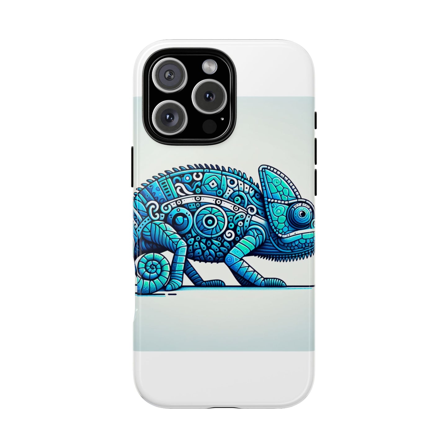 vibrant 3d chameleon print glossy phone case for eye-catching protection compatible with iphone 13, 14, 15 & 16 – all models including pro, pro max & plus