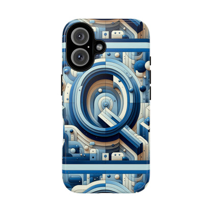 Blue Alphabet Q Phone Case for Android and iPhone Durable Shockproof Protective Cover with 3D Wrap Design