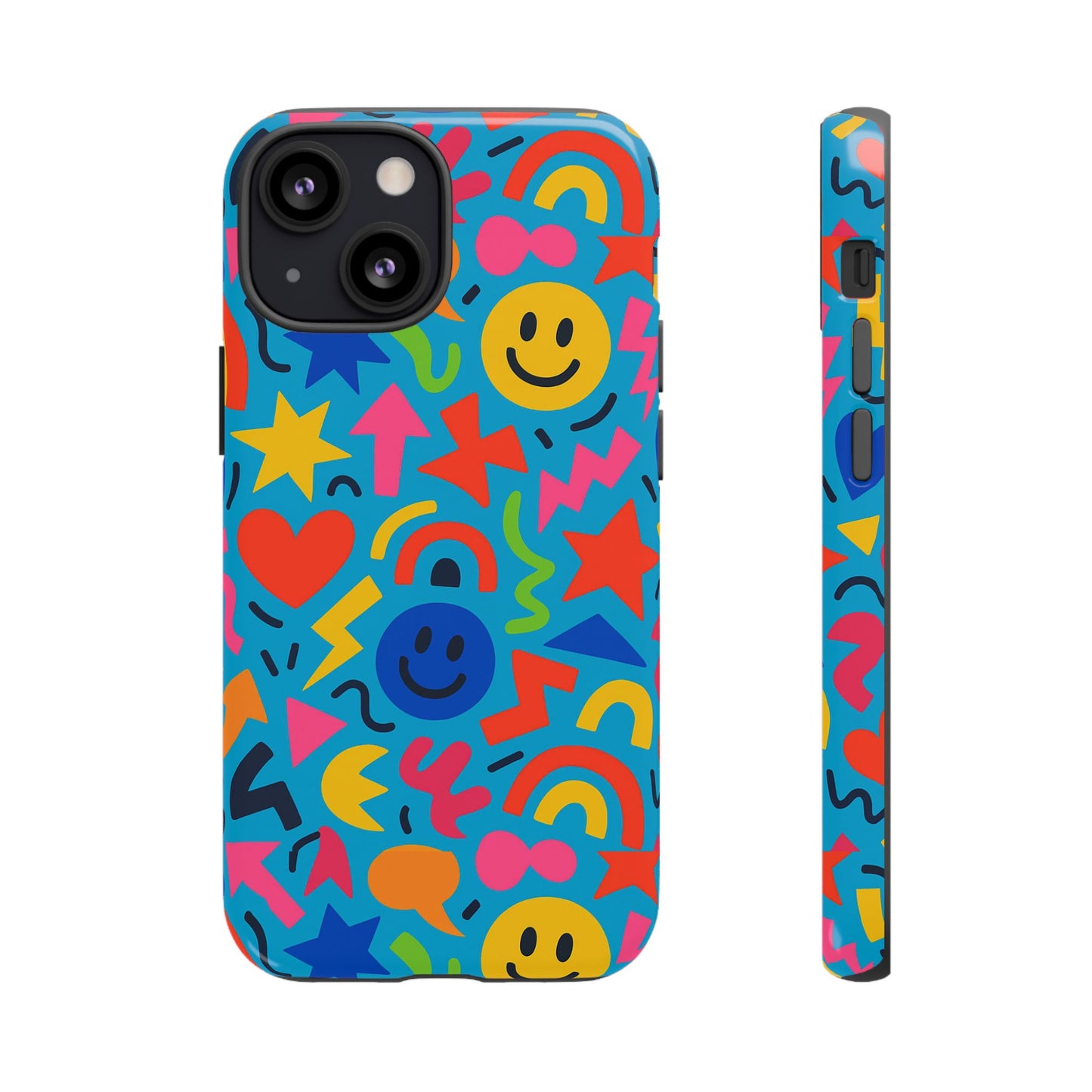 multicolour 3d wrap protective phone case for kids and teens with fun geometric design – stylish protection compatible with iphone 13, 14, 15 & 16 – all models including pro, pro max & plus