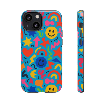 Multicolour 3D Wrap Protective Phone Case for Kids and Teens with Fun Geometric Design – Stylish Protection Compatible with iPhone 13, 14, 15 & 16 – all models including Pro, Pro Max & Plus