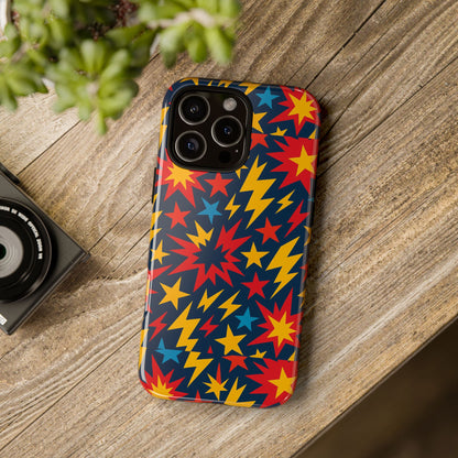 Vibrant 3D Superhero Phone Case with Colourful Lightning Design for Men and Women, Stylish Protection Compatible with iPhone 13, 14, 15 & 16 – all models including Pro, Pro Max & Plus
