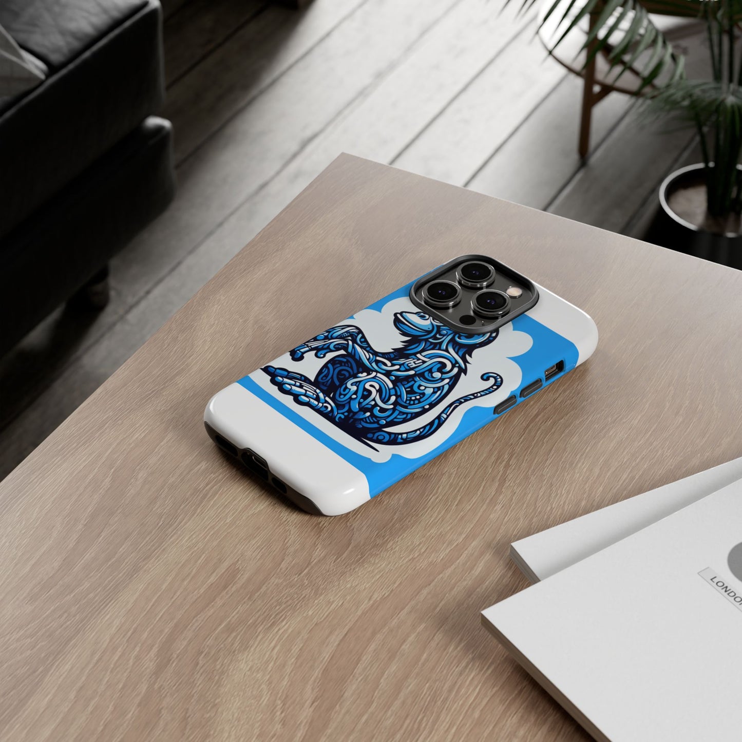 vibrant 3d monkey design phone case in blue – stylish protection for smartphones compatible with iphone 13, 14, 15 & 16 – all models including pro, pro max & plus