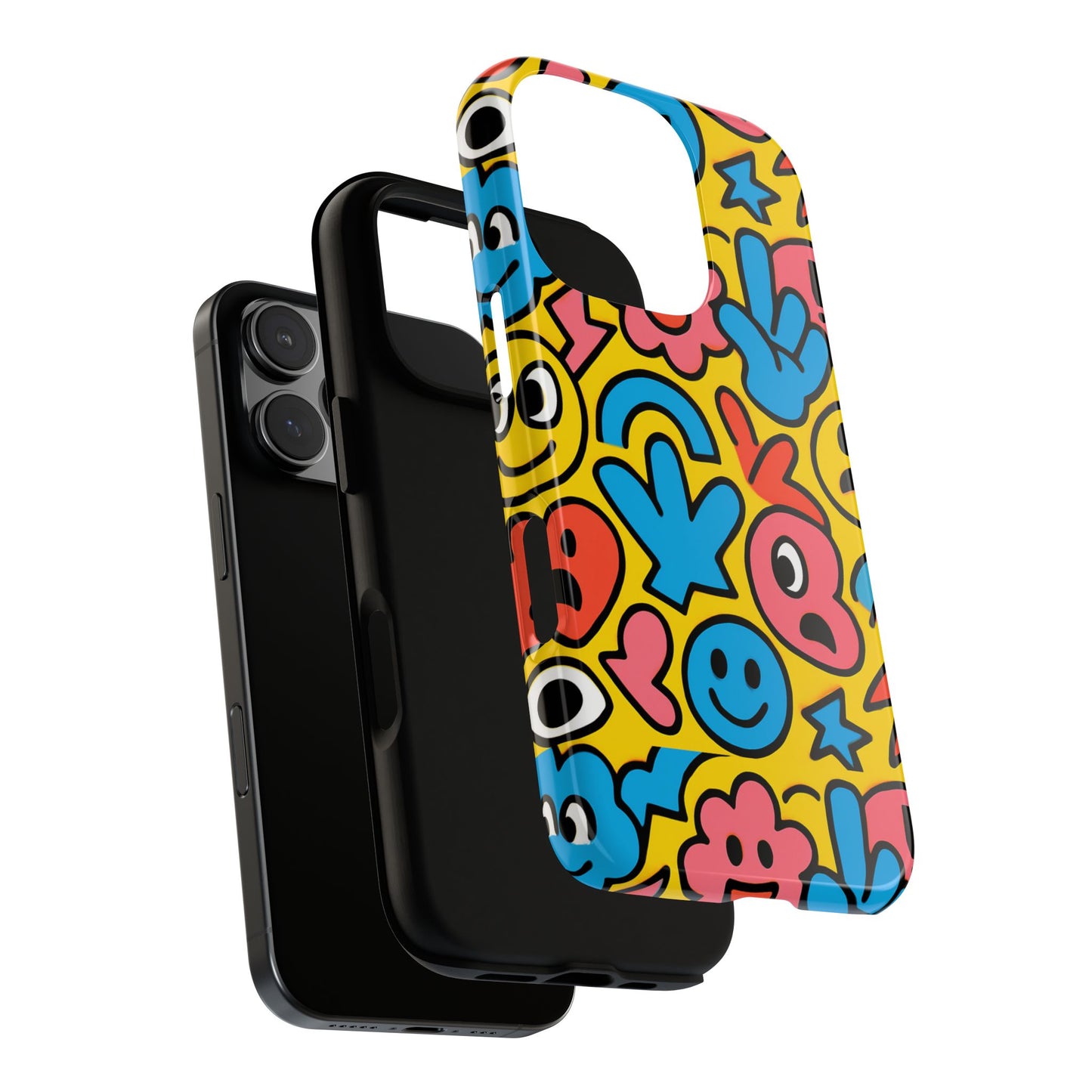 vibrant emoji phone case with fun 3d multicolour design, playful protective cover for kids and teens, compatible with iphone 13, 14, 15 & 16 – all models including pro, pro max & plus