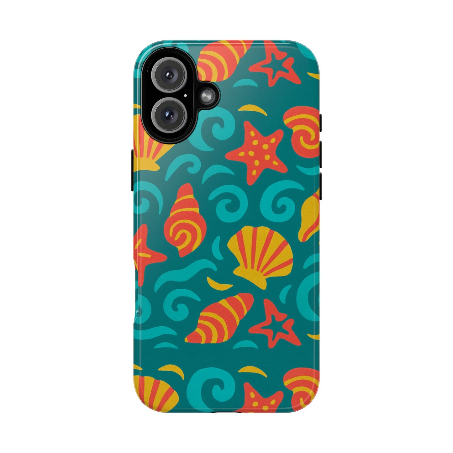 vibrant coastal shell pattern protective phone case for stylish self-expression compatible with iphone 13, 14, 15 & 16 – all models including pro, pro max & plus