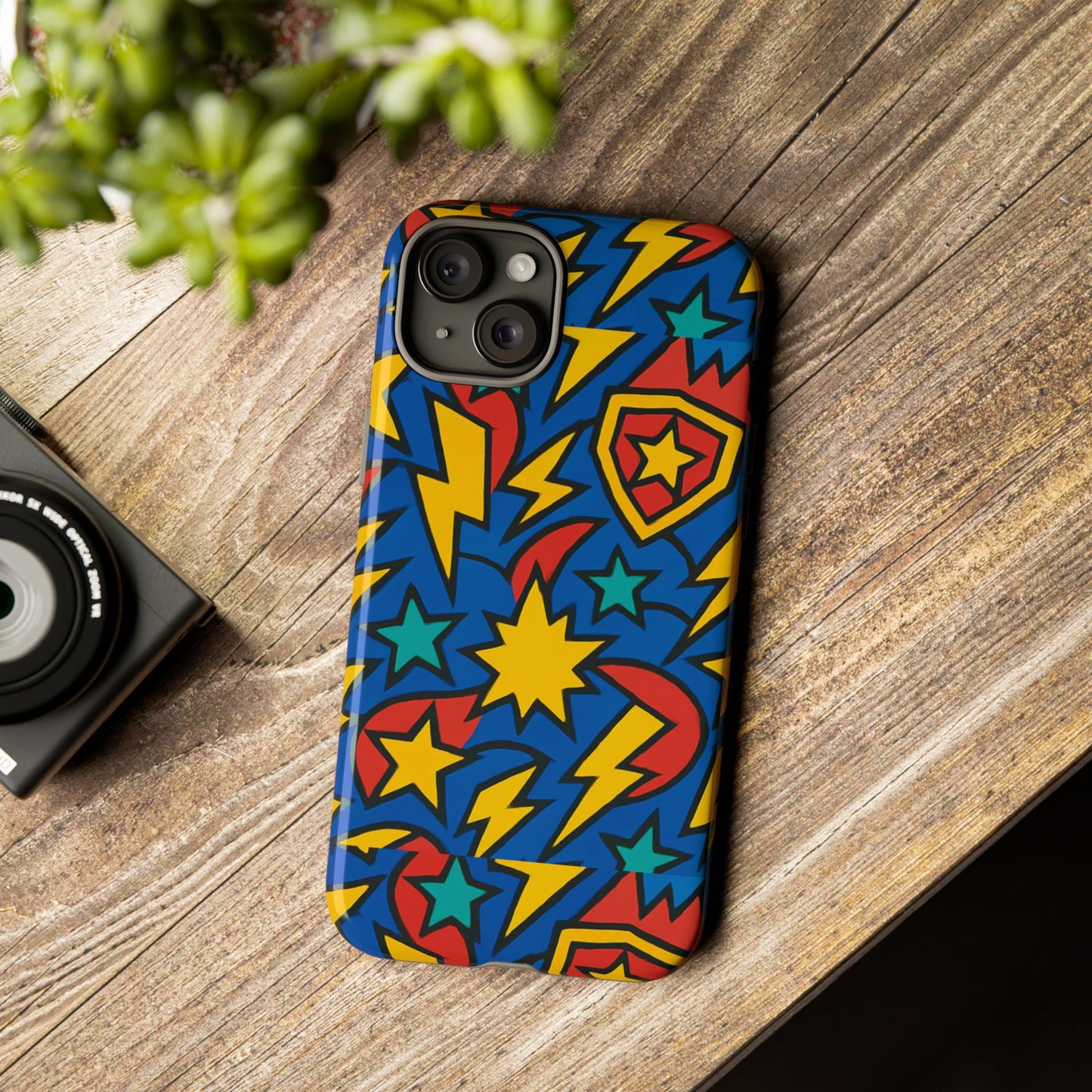 multicolour superhero phone case with 3d design for playful protection compatible with iphone 13, 14, 15 & 16 – all models including pro, pro max & plus